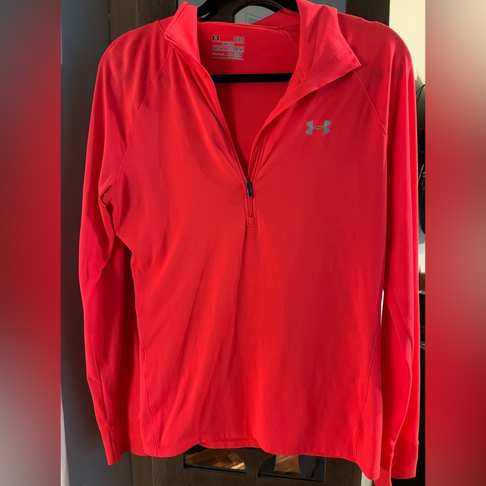 UNDER ARMOR thin bright pink/orange running pull over